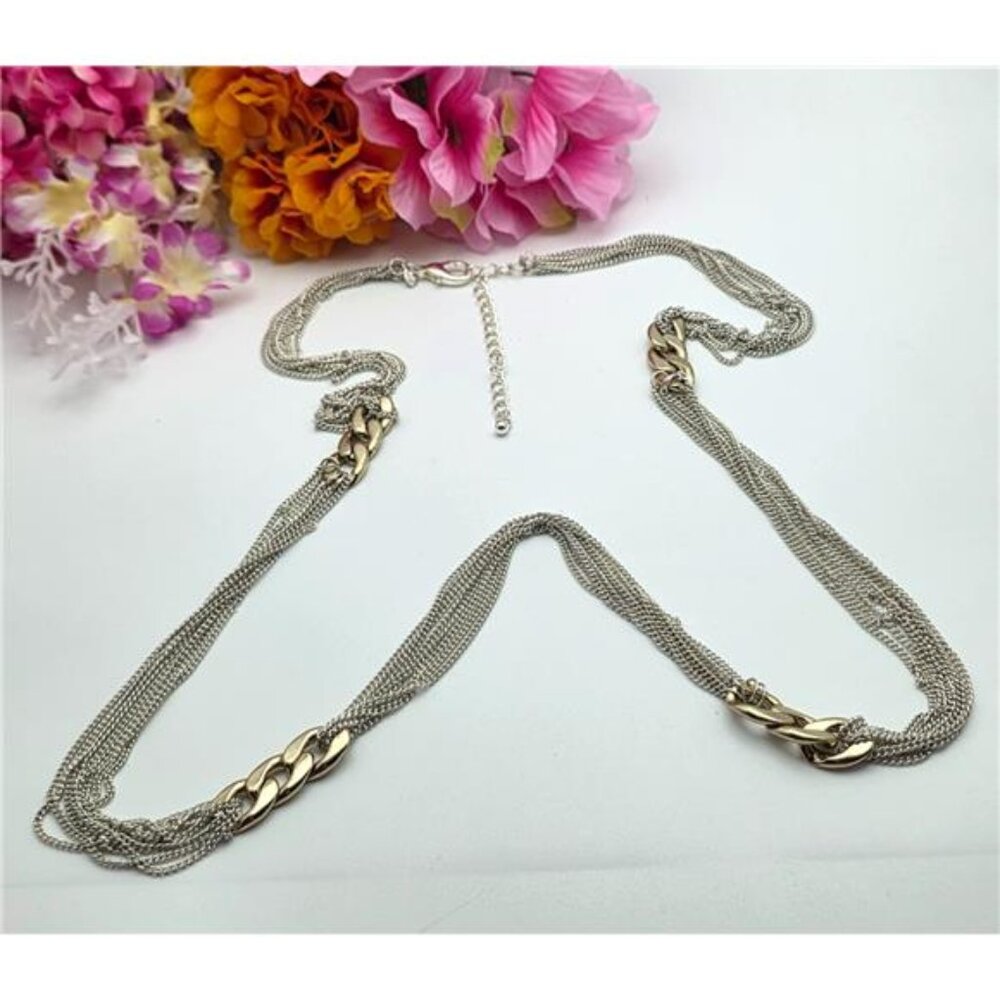 Premier Designs Gold Silver Two Tone Long Chain Necklace 38" Adjustable
